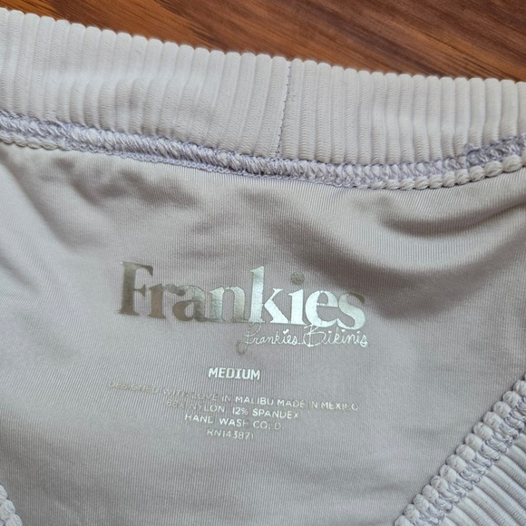 Frankie's Bikinis Sz M Purple Lavender Cole Ribbed Mid Rise Cheeky Swim Bottoms - Picture 3 of 4